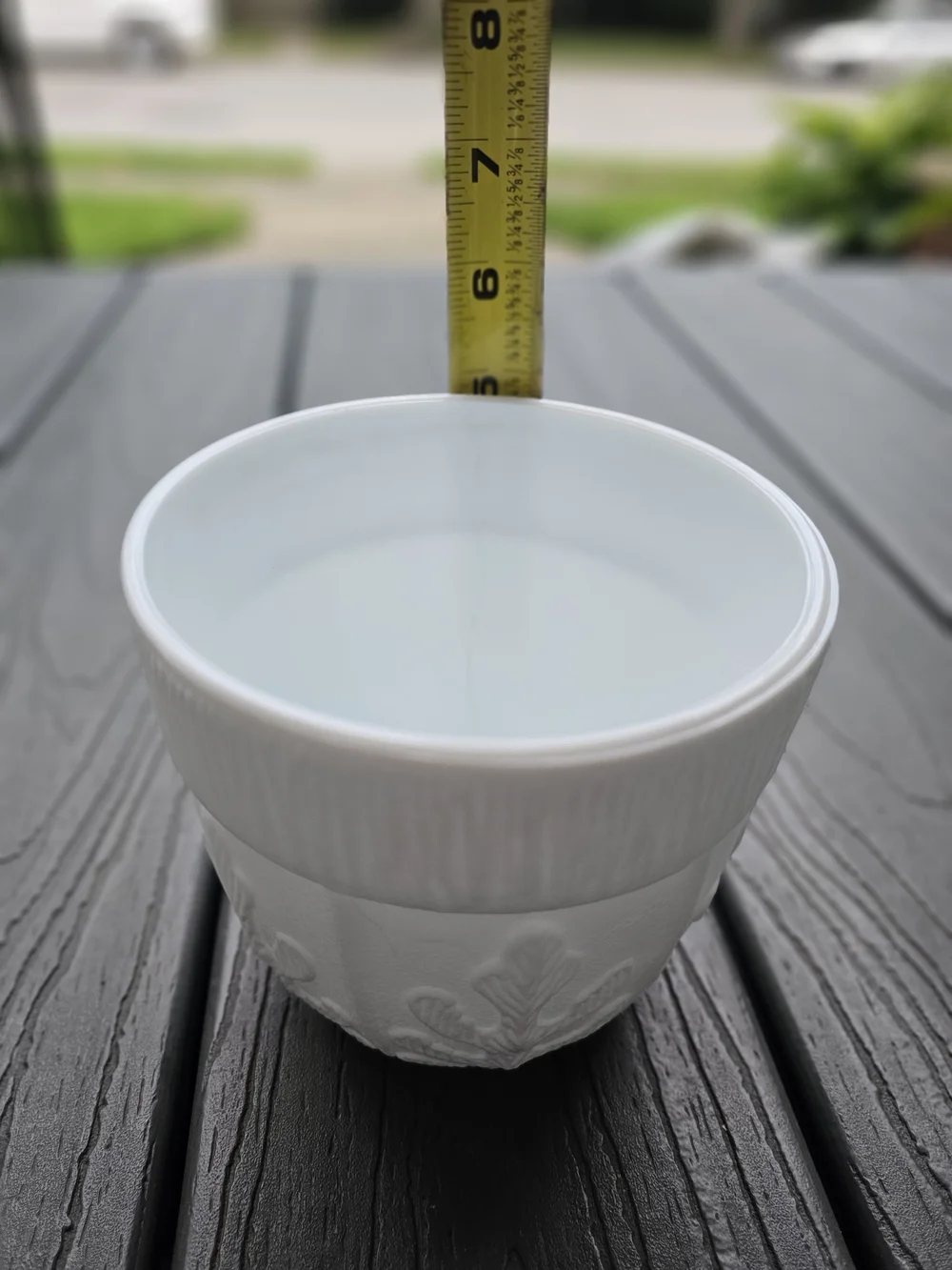 Vintage 1975 FTD White Milk Glass Oak Leaf Planter Flower Pot Cachepot 5x5